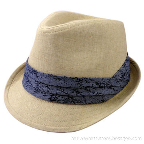 Cream Colored Fedora Hat with Vented Satin Band
